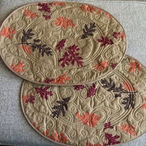 Pair of Quilted Fall Leaves Placemats